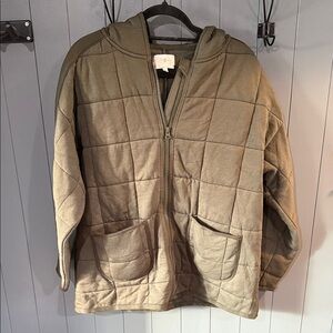 Loft Quilted Zip-Up Hoodie Jacket